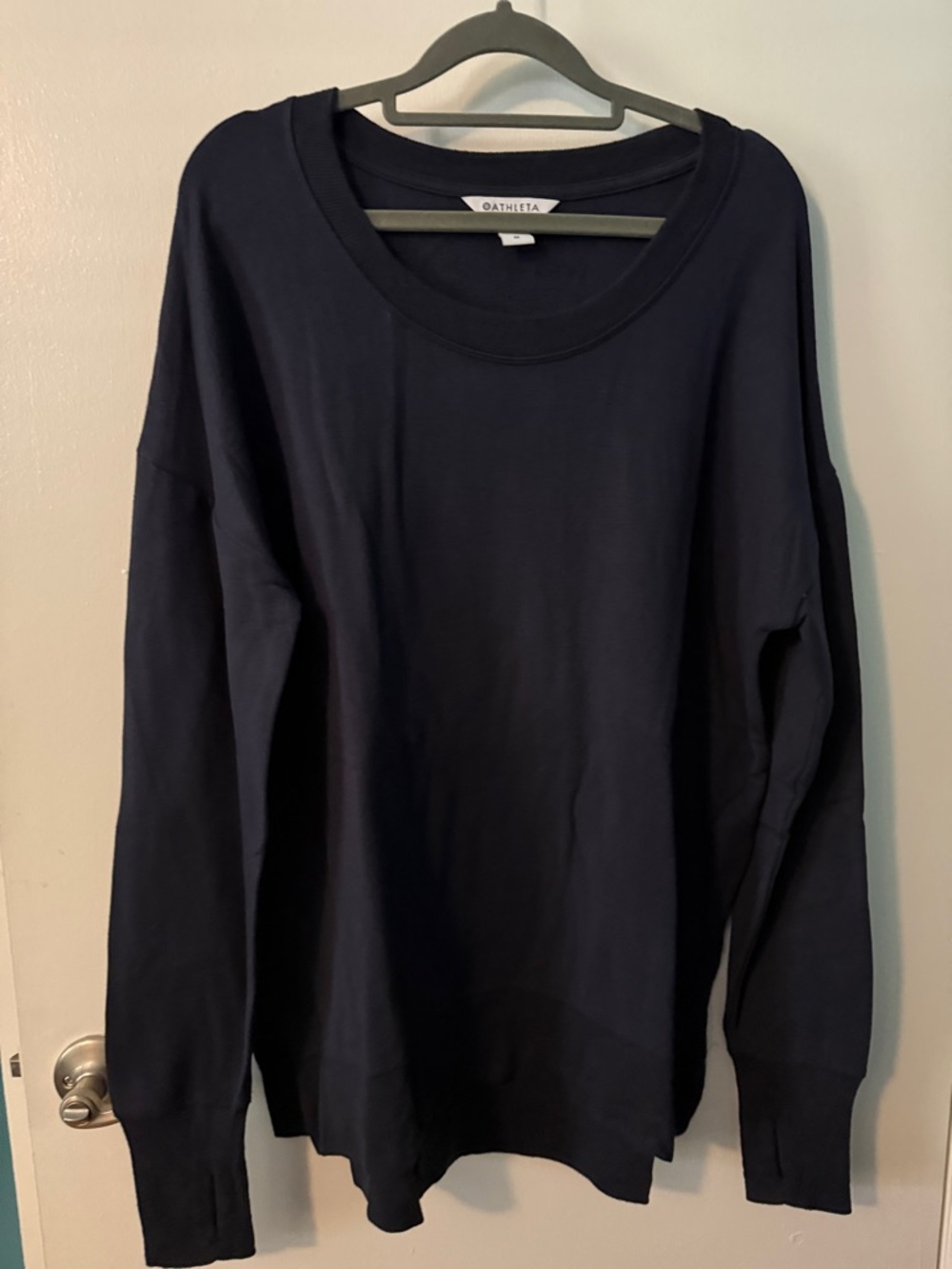 Athleta Navy Coaster Luxe Crewneck Pullover Sweatshirt